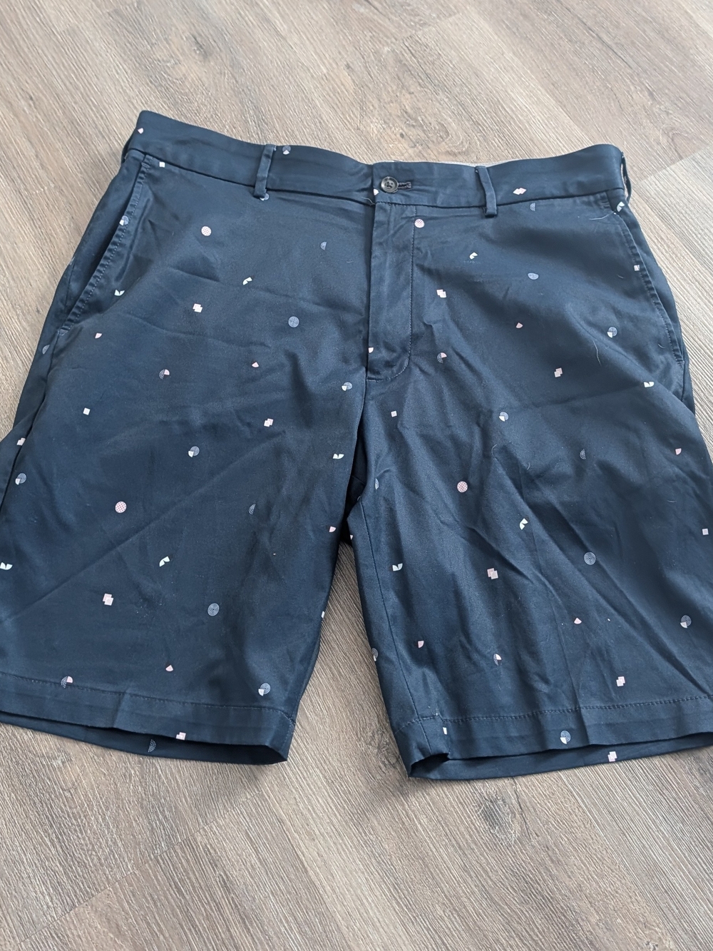 Walter Hagen Navy Printed Flat-Front Shorts